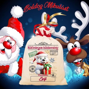 Mikulás zsák, télapó zsák, névreszóló mikulás zsák, egyedi mikulás zsák, Karácsony, Mikulás, Mikulás zsák, Fotó, grafika, rajz, illusztráció, MESKA