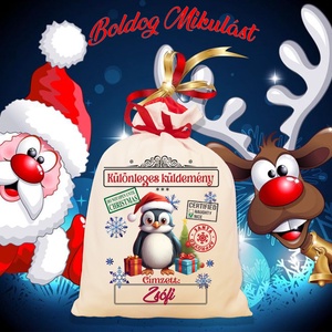 Mikulás zsák, télapó zsák, névreszóló mikulás zsák, egyedi mikulás zsák, Karácsony, Mikulás, Mikulás zsák, Fotó, grafika, rajz, illusztráció, MESKA