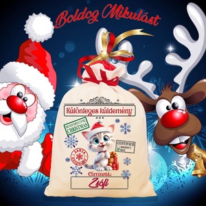 Mikulás zsák, télapó zsák, névreszóló mikulás zsák, egyedi mikulás zsák, Karácsony, Mikulás, Mikulás zsák, Fotó, grafika, rajz, illusztráció, MESKA