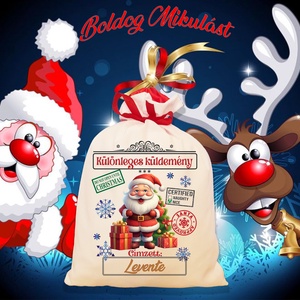 Mikulás zsák, télapó zsák, névreszóló mikulás zsák, egyedi mikulás zsák, Karácsony, Mikulás, Mikulás zsák, Fotó, grafika, rajz, illusztráció, MESKA