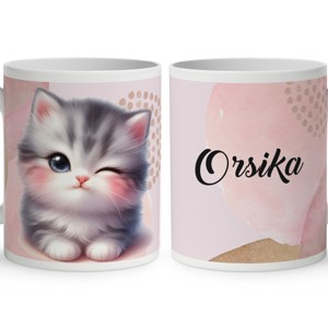 Kérd a Neveddel - Kacsintós tündéri cica mintás bögre, Otthon & Életmód, Konyhafelszerelés, tálalás, Tálalás, Bögre & Csésze, , MESKA