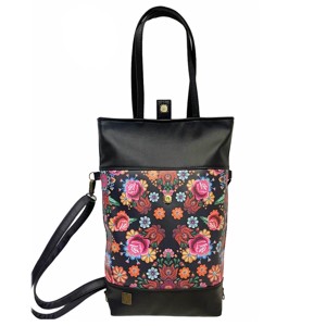 SuziartBag Fekete matyó virágos 3in1 táska - táska & tok - kézitáska & válltáska - válltáska - Meska.hu