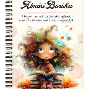 Személyre szabható - Álmodó őszi Könyvmoly lány mintás A5-ös füzet, Otthon & Életmód, Papír, írószer, Jegyzetfüzet & Napló, , MESKA
