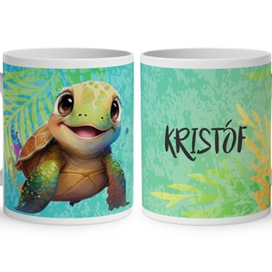 Névvel kérhető - Kék cuki teknős mintás bögre, Otthon & Életmód, Konyhafelszerelés, tálalás, Tálalás, Bögre & Csésze, , MESKA