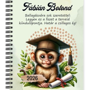 Személyre szabható - 2026 Ballagás - Majom mintás füzet - Meska.hu