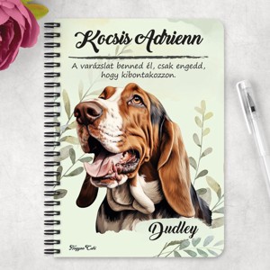 Személyre szabható - Basset Hound portré mintás A6-os füzet - otthon & életmód - papír, írószer - jegyzetfüzet & napló - Meska.hu
