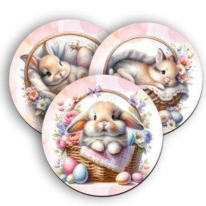 3 db aranyos húsvéti nyuszis kör alakú alátét szett (#29), , , MESKA