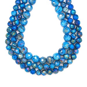 Achát geódás fazettált kék aura golyó A 8mm � ékszerkészítő alapanyag (füzér), Kellékek & szerszámok, Ásvány alapanyag, Ásványfüzér, , MESKA