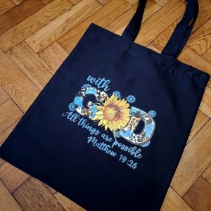 Bibliai igés szatyor- WITH GOD ALL THINGS ARE POSSIBLE-Máté 19.26-012, Táska & Tok, Bevásárlás & Shopper táska, Shopper, textiltáska, szatyor, , MESKA