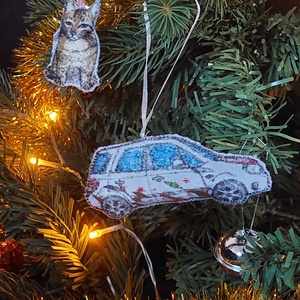 Egyedi karácsonyfadísz, Karácsony, Karácsonyi lakásdekoráció, Karácsonyfadíszek, Varrás, Festett tárgyak, MESKA