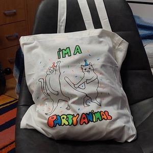 Party Animal cicás vászontáska, Táska & Tok, Bevásárlás & Shopper táska, Shopper, textiltáska, szatyor, Fotó, grafika, rajz, illusztráció, Varrás, MESKA