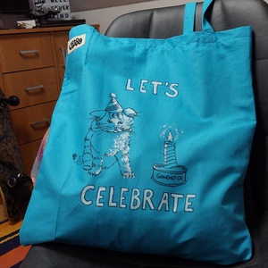 Let's Celebrate cicás vászontáska, Táska & Tok, Bevásárlás & Shopper táska, Shopper, textiltáska, szatyor, Fotó, grafika, rajz, illusztráció, Varrás, MESKA