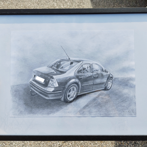 Autós rajz fotó alapján, A4, kerettel - Meska.hu