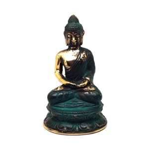 Réz figura Buddha lótusz arany kék 12x7cm - Meska.hu
