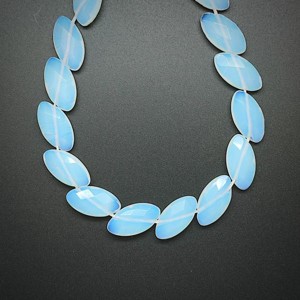 Opalit fazettált ovális átlón fúrt 10x18mm ékszerkészítő alapanyag (füzér), Kellékek & szerszámok, Ásvány alapanyag, Ásványfüzér, , MESKA