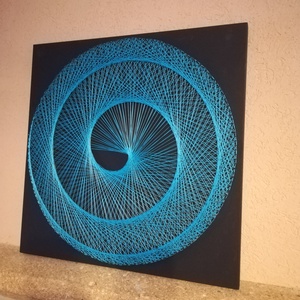 Türkiz csiga, 50x50 cm, String art kép - otthon & életmód - dekoráció - fali és függő dekoráció - falra akasztható dekor - Meska.hu