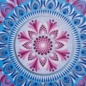 Egyedi mandala, kék, lila, ezüst és fehér színekkel  - otthon & életmód - dekoráció - spiritualitás - mandala - Meska.hu