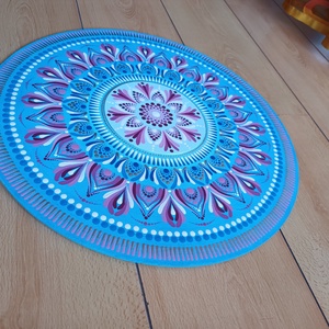 Egyedi mandala, kék, lila, ezüst és fehér színekkel  - otthon & életmód - dekoráció - spiritualitás - mandala - Meska.hu