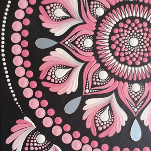 Egyedi mandala, fekete alapon rózsaszín és fehér színnel  - otthon & életmód - dekoráció - spiritualitás - mandala - Meska.hu
