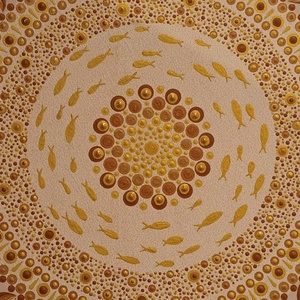 Egyedi mandala, halacskás motívumokkal, barna, bronz, arany színekkel  - otthon & életmód - dekoráció - spiritualitás - mandala - Meska.hu