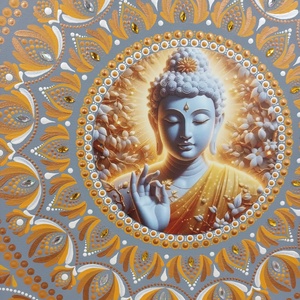 Egyedi mandala, Buddhát ábrázoló betéttel  - otthon & életmód - dekoráció - spiritualitás - mandala - Meska.hu