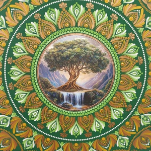 Egyedi mandala, Életfát ábrázoló betéttel  - otthon & életmód - dekoráció - spiritualitás - mandala - Meska.hu