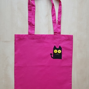 Pink szatyor fekete cicával, hosszú füllel - táska & tok - bevásárlás & shopper táska - shopper, textiltáska, szatyor - Meska.hu Pink szatyor fekete cicával, hosszú füllel - táska & tok - bevásárlás & shopper táska - shopper, textiltáska, szatyor - Meska.hu