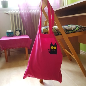 Pink szatyor fekete cicával, hosszú füllel - táska & tok - bevásárlás & shopper táska - shopper, textiltáska, szatyor - Meska.hu Pink szatyor fekete cicával, hosszú füllel - táska & tok - bevásárlás & shopper táska - shopper, textiltáska, szatyor - Meska.hu