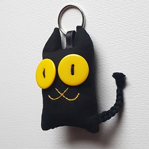 Fekete macska textil kulcstartó - otthon & életmód - dekoráció - halloween - halloweeni jelmez és kiegészítők - Meska.hu