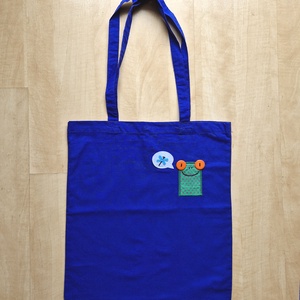 Mire gondol a béka? - Hosszúfülű sötétkék szatyor - táska & tok - bevásárlás & shopper táska - shopper, textiltáska, szatyor - Meska.hu