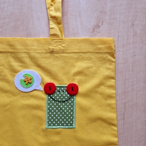 Mire gondol a béka? - Hosszúfülű sárga szatyor, Táska & Tok, Bevásárlás & Shopper táska, Shopper, textiltáska, szatyor, Varrás, MESKA