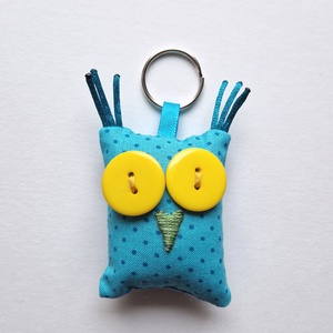Kék Uhu - pöttyös bagoly kulcstartó, Táska & Tok, Kulcstartó & Táskadísz, Kulcstartó, Varrás, MESKA