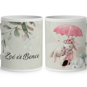 Kérd a neveddel Nyuszis - Repülj velem! mintás bögre, Otthon & Életmód, Konyhafelszerelés, tálalás, Tálalás, Bögre & Csésze, , MESKA