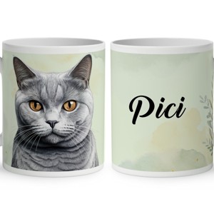 Névvel kérhető - Brit rövidszőrű macska portré mintás bögre, Otthon & Életmód, Konyhafelszerelés, tálalás, Tálalás, Bögre & Csésze, , MESKA
