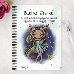 Személyre szabható - Barna hajú Csini Bika lány mintás A5-ös füzet - otthon & életmód - papír, írószer - jegyzetfüzet & napló - Meska.hu