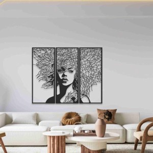 3 részes modern fa arc falikép  minimalista lakásdekoráció - Meska.hu
