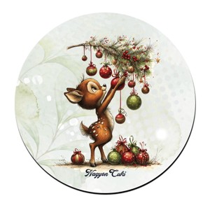 Cuki karácsonyi őzike és a díszek mintás pohár alátét - Meska.hu
