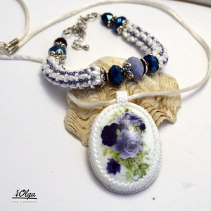 Kék rózsa pocelánon szett - ékszer - ékszerszett - Meska.hu