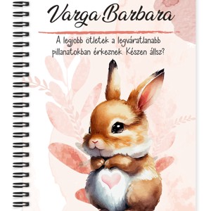 Személyre szabható - Szíves pocakú nyuszika mintás A5-ös füzet, Otthon & Életmód, Papír, írószer, Jegyzetfüzet & Napló, , MESKA