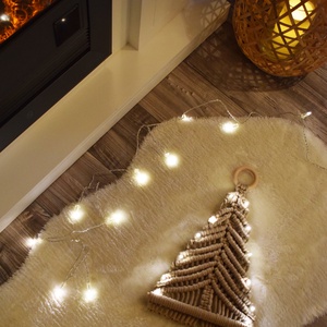 Makramé világító karácsonyi ablakdísz, falidísz - fenyőfa - Meska.hu