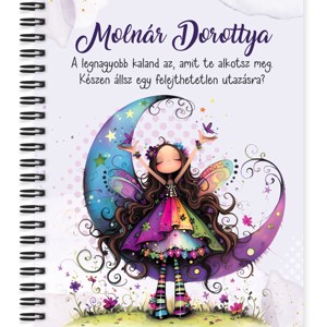Személyre szabható - Aranyos lila virágos tündér és a hold mintás A5-ös füzet, Otthon & Életmód, Papír, írószer, Jegyzetfüzet & Napló, , MESKA