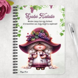 Személyre szabható - Szépséges borász manó lány mintás A5-ös füzet - otthon & életmód - papír, írószer - jegyzetfüzet & napló - Meska.hu