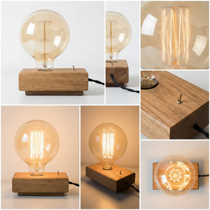 Tölgyfa vintage asztali lámpa - otthon & életmód - lámpa - asztali lámpa - Meska.hu