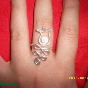 Tulipános gyűrű, Ékszer, Gyűrű, Figurális gyűrű, Ékszerkészítés, Fémmegmunkálás, Meska