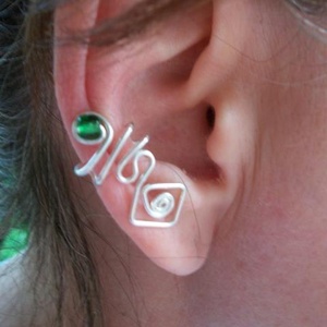 Zöld köves  fülgyűrű, Ékszer, Fülbevaló, Fülgyűrű, Ékszerkészítés, Fémmegmunkálás, MESKA