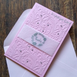 Elegáns képeslap, rózsaszín köszönőkártya - otthon & lakás - papír írószer - képeslap & levélpapír - Meska.hu