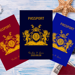 Passport Esküvői Meghívó prémium borítékkal, Útlevél stílusú, Fényképes Modern meghívó, Tengerészkék, Navy, Nyári esküvő - esküvő - meghívó & kártya - meghívó - Meska.hu