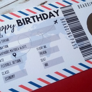 Beszállókártya Kaparós Születésnapi kártya, egyedi szülinapi képeslap, boarding pass üdvözlőlap  - otthon & életmód - papír, írószer - ajándékozás kellékei - képeslap, üdvözlőlap - Meska.hu