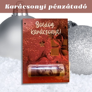 Karácsonyi pénzátadó, piros mintás pénz képeslap, karácsonyfára akasztható boríték, ajándékkísérő, EGYEDI fotóval is - Meska.hu
