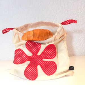 Zsömlés-kiflis zsák (piros pöttyös) - táska & tok - bevásárlás & shopper táska - kenyeres zsák - Meska.hu